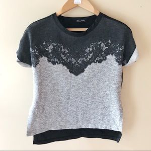 [Zara] BW Collection Lace Print Sweater T-Shirt